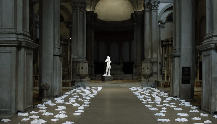 An exhibition of men's underwear is taking place in a Catholic church in Venice. Photo: artslife.com