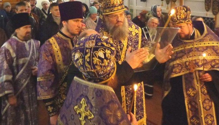 Митрополит Запорізький і Мелітопольський Лука з чудесним відображенням святителя на склі