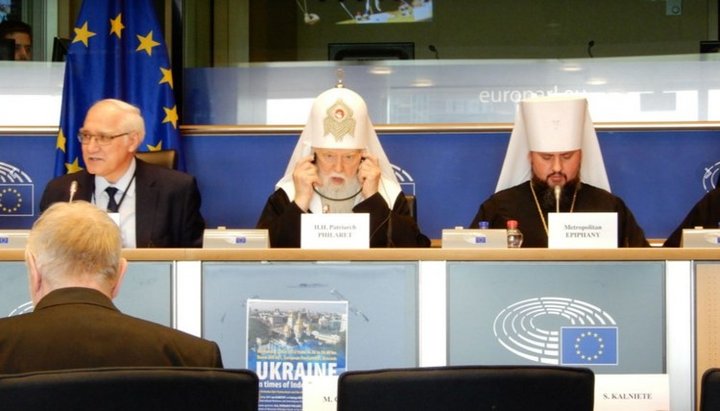 Filaret (Denisenko) in Brussels at the event in the European Parliament