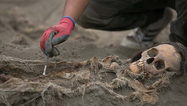 Работа с найденными останками в Перу