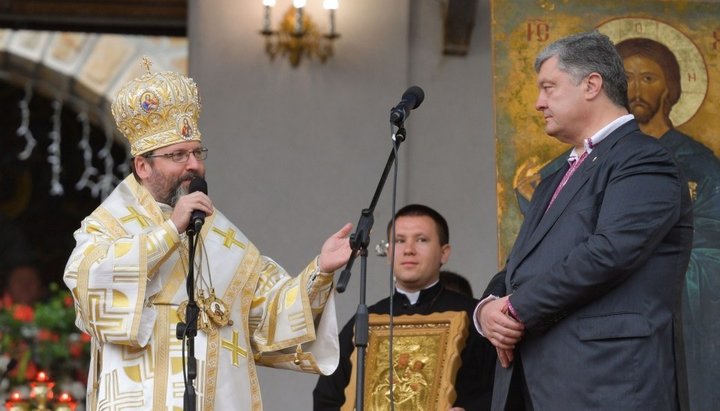 Petro Poroshenko and the head of the UGCC in Zarvanitsa