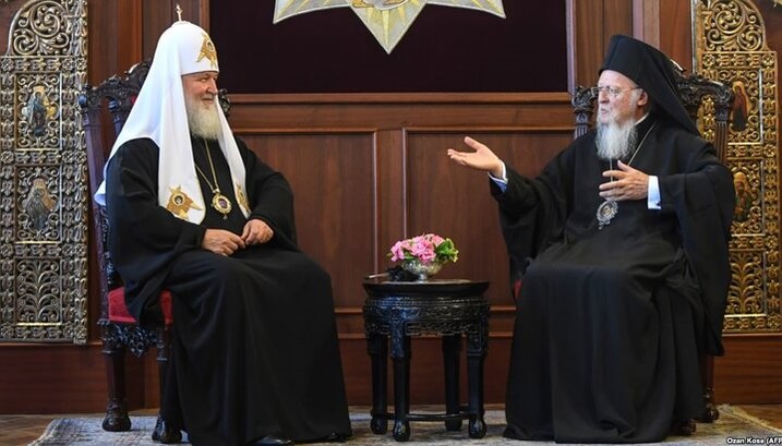 Патриархи Кирилл и Варфоломей во время переговоров в Стамбуле 31.08.2018