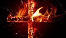 In Uman, Hasidim set fire to the cross