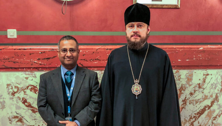 UN Special Rapporteur on freedom of religion and belief Ahmed Shaheed and the head of the UOC Representative Office to European International Organizations Bishop Victor (Kotsaba) of Baryshevka 