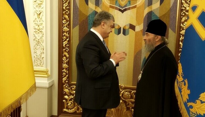 President of Ukraine Petro Poroshenko and Primate of the UOC His Beatitude Metropolitan Onufry of Kiev and All Ukraine.