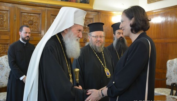 Патриарх Неофит и посол Грузии в Болгарии Тамара Лилуашвили. Фото: официальный сайт Болгарской Церкви.