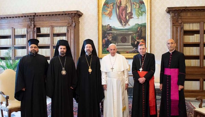 The delegation of the Constantinople Patriarch at the meeting with Pope Francis. Photo: ecupatria.org