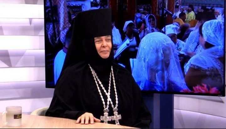 Abbess of St. Archangel Michael Convent of Odessa city, Hegumeness Seraphima (Shevchik). Photo: screenshot of the live broadcast DumskayaTV