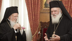 Patriarch Bartholomew thanks Archbishop Ieronymos for the decision on OCU