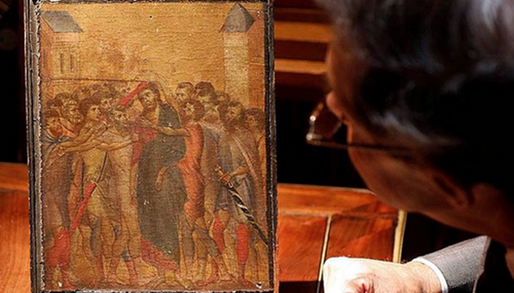 Картина італійського художника XIII ст Чимабуе «Наруга над Христом». Фото: Reuters/Charles Platiau