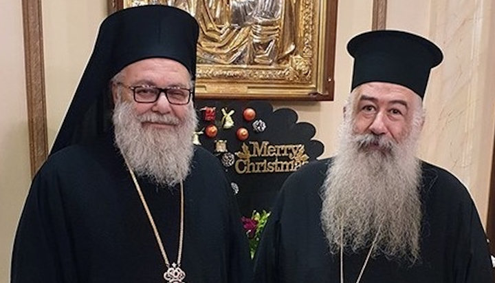 Πατριάρχης Αντιοχείας Ιωάννης Ι’ και Αρχιεπίσκοπος Χριστόφορος. Φωτογραφία: romfea