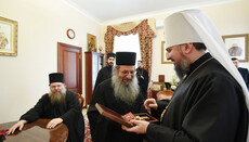 Епифаний Думенко провел встречу с игуменом афонского монастыря Симонапетра