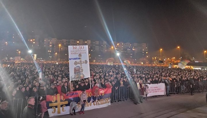 Протесты верующих в Подгорице, 16.02.2020. Фото: сайт Черногорско-Приморской митрополии СПЦ