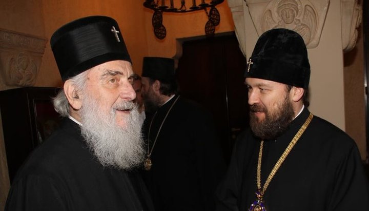 Патриарх Сербский Ириней и митрополит Волоколамский Иларион. Фото: spc.rs