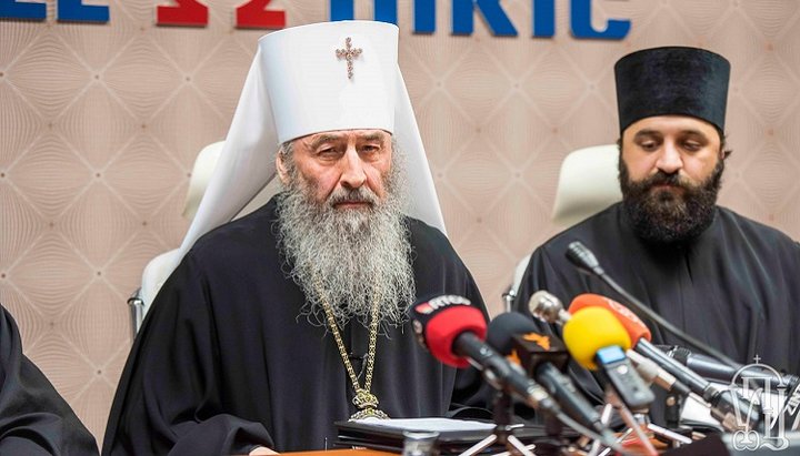 Preafericitul Mitropolit Onufrie la conferința de presă de la Podgorița. Imagine: Biserica Ortodoxă Ucraineană