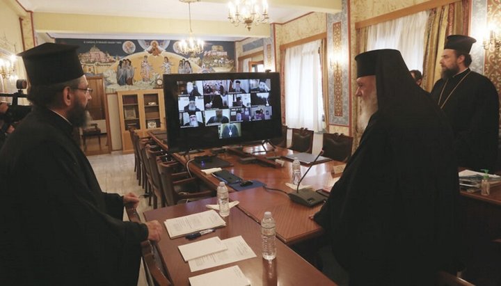 Засідання Синоду ЕПЦ відбулося за допомогою відеозв'язку. Фото: orthodoxtimes.com