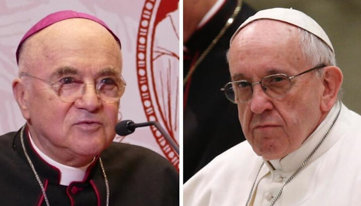 Архиепископ Карло Вигано и папа Франциск. Фото: lifesitenews