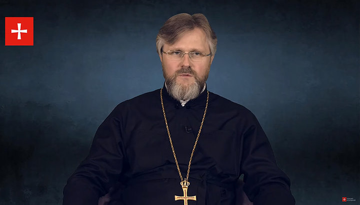 Șeful adjunct al Departamentului pentru Relații Bisericești Externe al Bisericii Ortodoxe Ucrainene, protoiereul Nicolai Danilevici . Imagine: screen-shot din videoclipul de pe canalul YouTube 