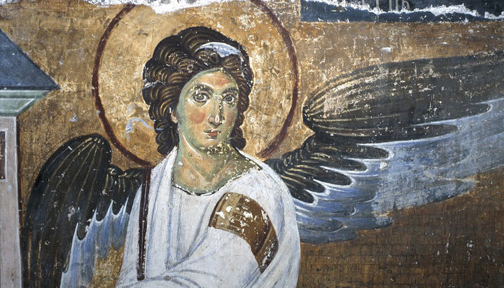 Білий ангел. Фрагмент фрески монастиря в Мілешево. Сербія. 1-я половина XIII століття. Фото: totalarch.ru
