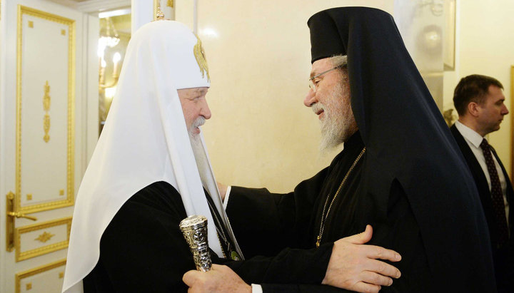 Patriarhul Chiril și Arhiepiscopul Hrisostom. Imagine: mospat.ru