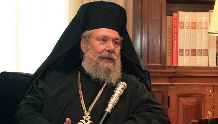Arhiepiscopul Hrisostom. Imagine: akel.org.cy