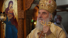 Serbian Patriarch Irinej connected to life support equipment
