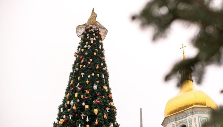 Шляпу на елке заменят на звезду. Фото: kyiv.tsn.ua
