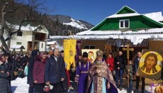 Hryniava: Persecuted UOC community holds procession at Triumph of Orthodoxy