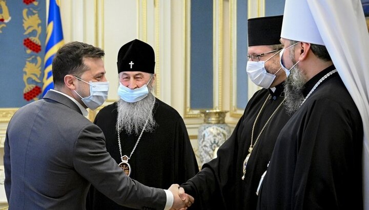 Întâlnire a lui Vladimir Zelenski cu Întâistătătorul Bisericii Ortodoxe Ucrainene și cu liderii BUGC și BOaU. Imagine: president.gov.ua