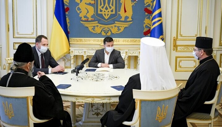 A meeting of Vladimir Zelensky with the Primate of the UOC and the heads of the UGCC and OCU. Photo: president.gov.ua