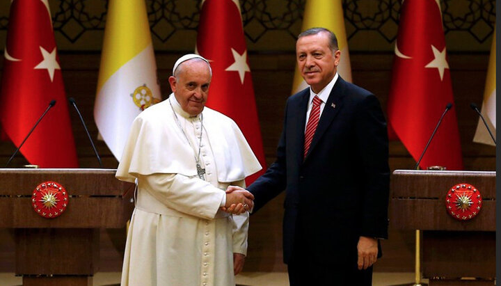 Папа римский Франциск и Реджеп Эрдоган. Фото: vimaorthodoxias