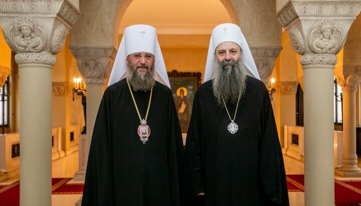 Μητροπολίτης Αντώνιος (Πακάνιτς) και Πατριάρχης Σερβίας Πορφύριος. Φωτογραφία: vzcz.church.ua