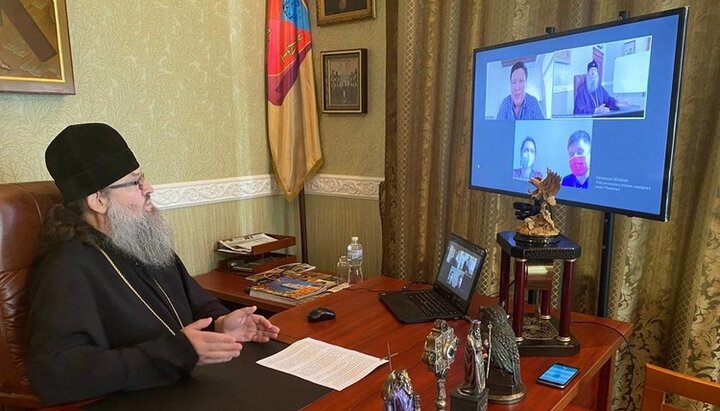 Онлайн-зустріч митрополита Луки з представниками ОБСЄ. Фото: hramzp.ua