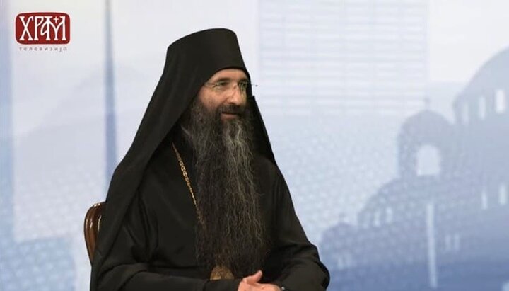 Metropolitan Varsonofy of Vinnytsia and Bar on Serbian TV. Photo: a screenshot of the interview on the Youtube channel Телевизија Храм 