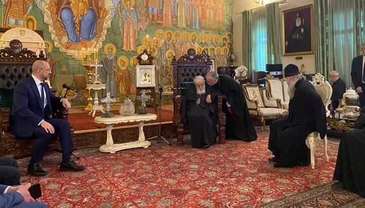 Ντενίς Σμυγκάλ σε συνάντηση με τον Πατριάρχη Ηλία. Φωτογραφία: Facebook/Andrii Yurash