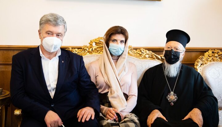 The Poroshenko couple and Patriarch Bartholomew. Photo: eurosolidarity.org