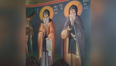 In Athonite monastery, St. Anthony of the Caves portrayed with Tomos of OCU