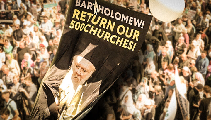 Credincioșii Bisericii Ortodoxe Ucrainene cer ca Patriarhul Bartolomeu să le întoarcă bisericile. Imagine: UJO