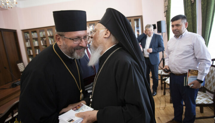 Sviatoslav Shevchuk and Patriarch Bartholomew. Photo: news.ugcc.ua