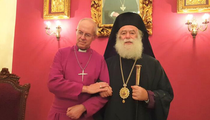 Джастин Уэлби и патриарх Феодор. Фото: vimaorthodoxias.gr