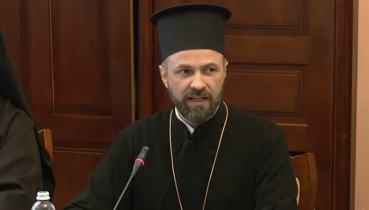 Екзарх Фанара в Україні єпископ Михайло (Аніщенко). Фото: скріншот трансляції Zhyve.tv