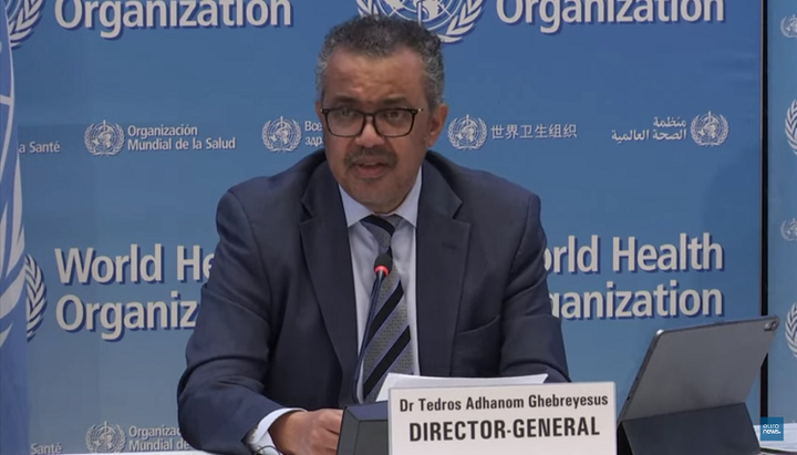 WHO Director-General Tedros Ghebreyesus. Photo: a screenshot of the video on the Euronews channel 