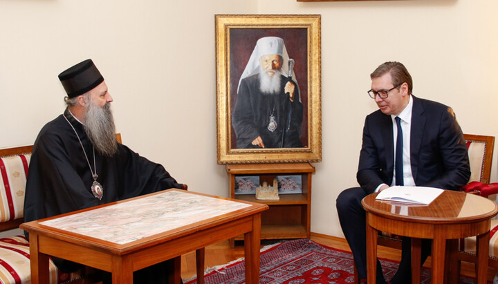 Патриарх Порфирий встречается с Президентом Сербии. Фото: spc.rs