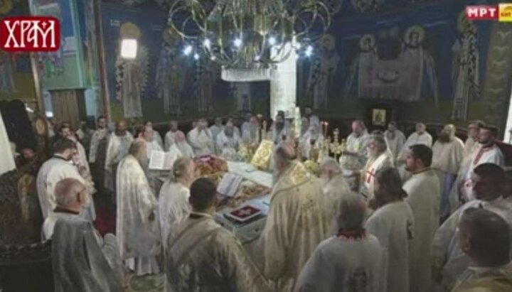 Соборная литургия Сербской и Македонской церквей в Скопье. Фото: скриншот видео YouTube-канала Сербской Патриархии
