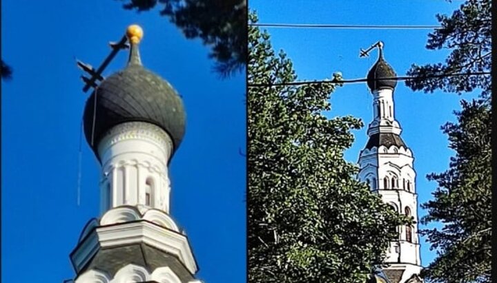 Из-за непогоды согнулся крест на колокольне храма под Санкт-Петербургом. Фото: Telegram-канал Говорит Москва