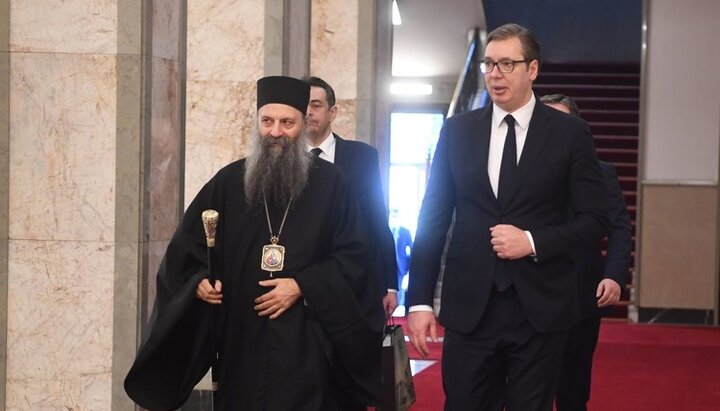 Президент Сербии Александр Вучич и Патриарх Порфирий. Фото: Presidency of Serbia / Dimitrije Goll