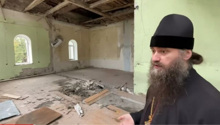 Архимандрит Лазарь рассказал о нуждах обители и планах восстановления. Фото: скриншот видео YouTube-канала Одесской епархии
