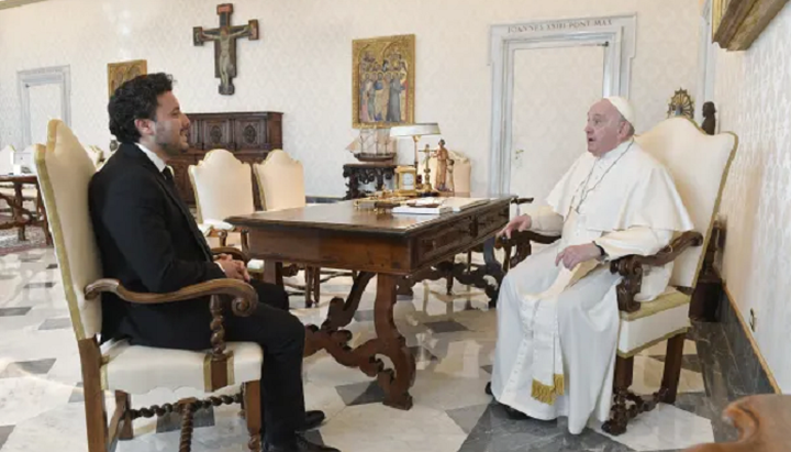 Встреча папы римского и премьер-министра Черногории Дритана Абазовича. Фото:СNA