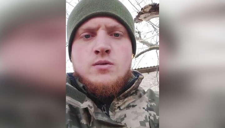 Ivan, an Orthodox soldier of the AFU. Photo:  a video screenshot from the Telegram channel +МИРЯНИ ЗАХИСНИКИ УКРАЇНИ+ (“Laymen Defenders of Ukraine”)