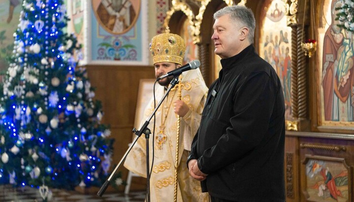Експрезидент України Петро Порошенко та архієпископ ПЦУ Іларіон. Фото: eurosolidarity.org